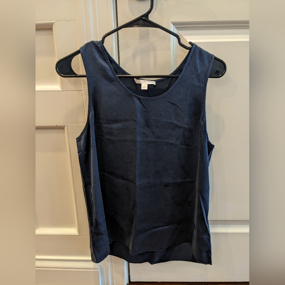 Lunya washable silk tank, size small, navy blue